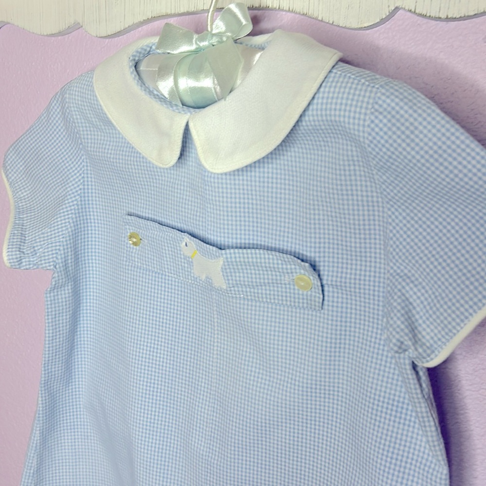 Funtasia Blue Gingham Bubble w/ doggy button & bunny interchangeable tabs